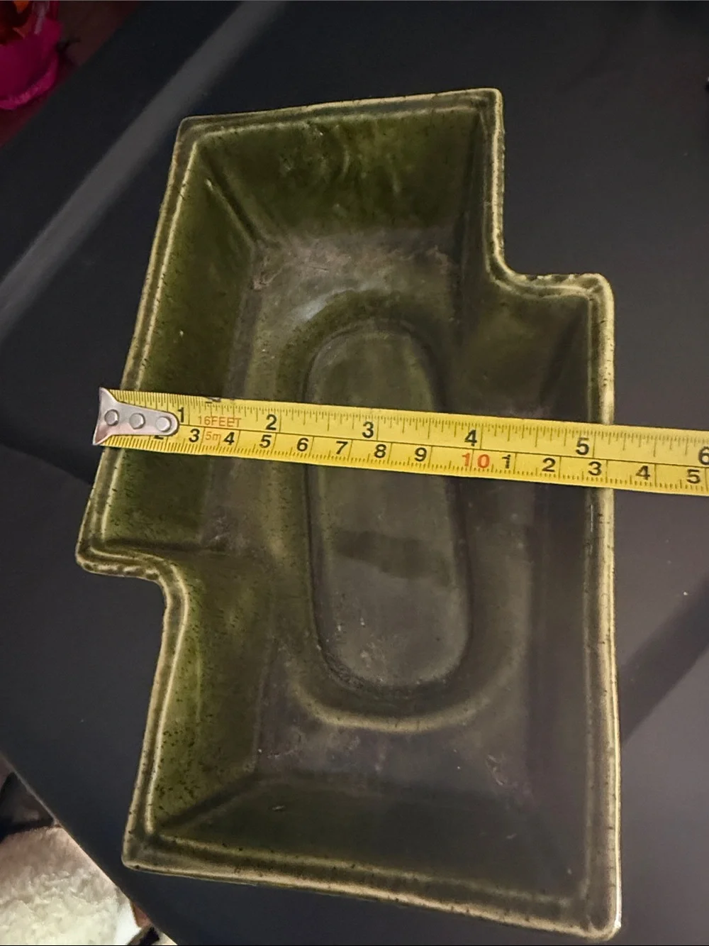 Vintage UPCO Green Geometric Ceramic Planter